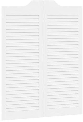 Foknhdi Porta a battente bianca, 80 x 100 cm, in legno massello di pino con design a lamelle, per interni, divisorio con accessori per cucina e soggiorno