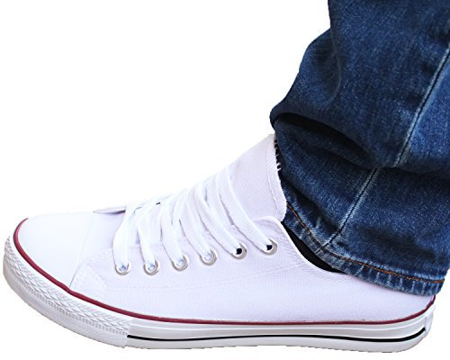 Zapatillas Canvas de Lona Zapato de Hombre Estilo Casual y Deportivo, Color Blanco T.43