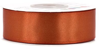 Satinband 25mm x 25m Rolle - FARBAUSWAHL in 3/6/12/18/25/38/50/75/100mm - farbecht & waschbar - Schleifenband für Hochzeit - Geschenkband zum Verpacken Dekorieren Basteln - Kupfer 785