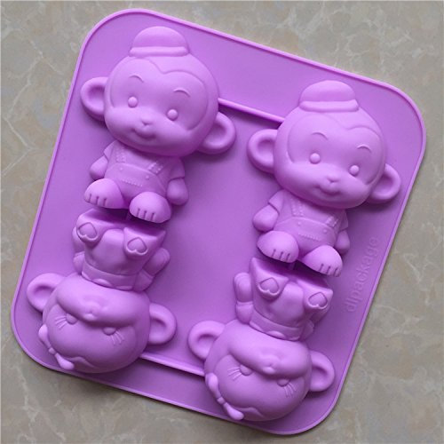 LC lila Affe E044 Silikonform für Eiswürfel, Schokoladenkuchen, Cupcakes und Seife, von DIY