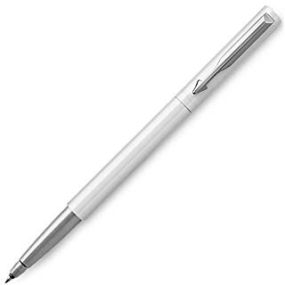 Parker Vector Rollerball Pen | White with Chrome Trim | Medium Point Blue Ink | Gift Box