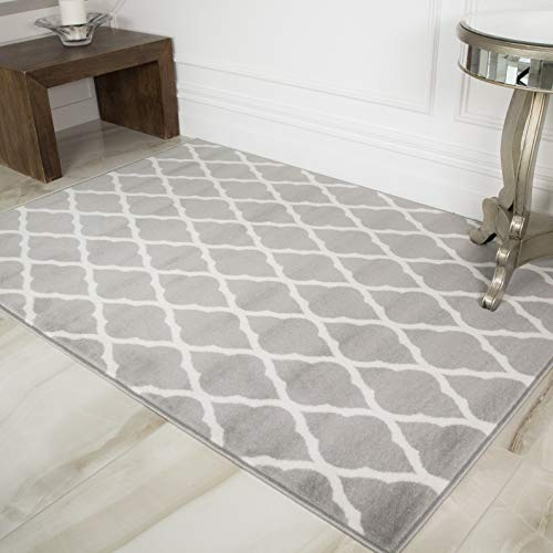 Milan Classic Traditional Grey Brown Taupe Cream Geometric Trellis Design Super Soft Touch Living Room Bedroom Area Rug 190 cm x 280cm