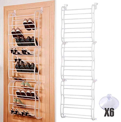 OcioDual Zapatero de Puerta para 36 Pares de Zapatos Blanco