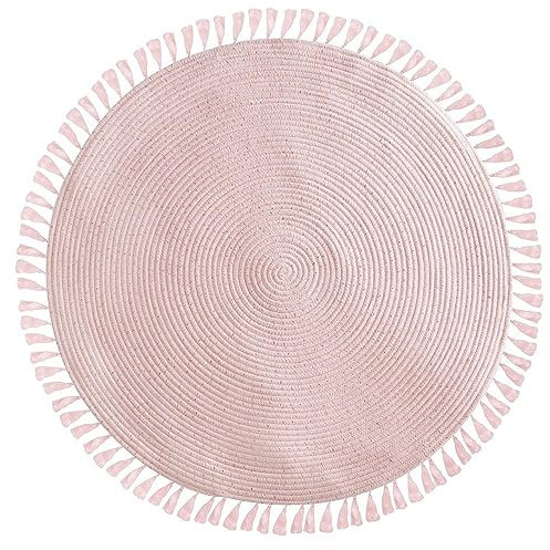 marque Atmosphera, créateur d'intérieur Tapis à Franges Rose avec Lurex doré intégré 90 cm