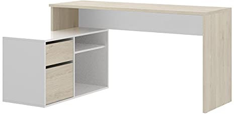 DEKIT GRUPO RIMOBEL ROX - MESA ESCRITORIO CON ALMACENAJE Y DOBLE MONTAJE - 139x75 cm - NATURAL / BLANCO
