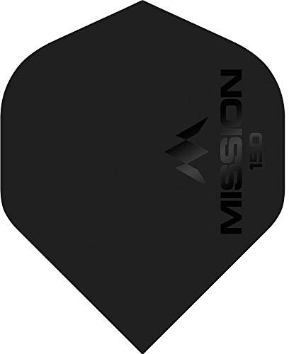 Mission Darts Mission Logo Dart-Flights, dickes 150-Mikron-UV-Finish, Standard Nr. 2, schwarz, 5 Sets mit 3 Flights (#_5xF1858)