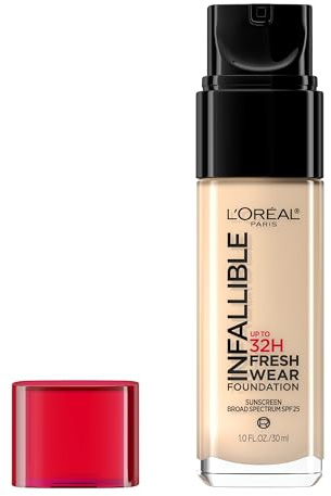 L'Oreal Paris Makeup Infallible Up to 32 Hour Fresh Wear Lightweight Foundation, 411 Beige Ivory, 1 Fl Oz, Packaging May Vary