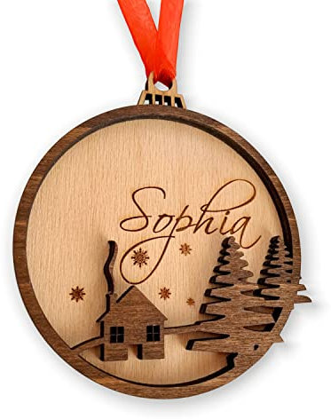 Personalised Wooden Christmas Ornament with Custom Name - Engraved Xmas Decoration - 3D Hanging Tree Bauble, Holiday Gift, Home Decor - Christmas 2025