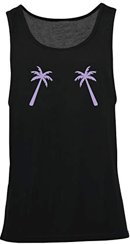 Hippowarehouse Palm Tree Boobs Vest Scoop Sleeve Unisex Tank top Black