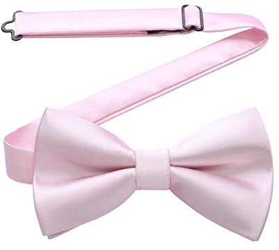 HISDERN Noeud Papillon Homme, Nœuds Papillon Rose Clair avec Crochet, Noeud Papillon de Smoking Pré-noué Réglable Formel pour Mariage Fête Soirée