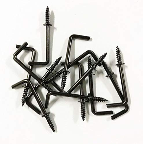 IDEALSV 50 Stück schwarze 3,8 cm 1 Form Schraubhaken L-Form Haken Vintage 7 Form Rechtwinklige Medaillenhaken