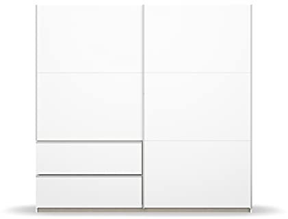 Rauch Möbel Sevilla Schrank Kleiderschrank Schwebetürenschrank, Weiß, Griffleisten alufarbig, 2-türig, inkl. 2 Kleiderstangen, 2 Einlegeböden BxHxT 218x210x59 cm