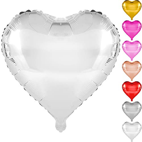DekoRex Folienballons Herzen 10Stk. 45cm Liebe Hochzeit Deko (Farbe: Weiß)