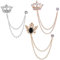 Zaky 3 Stück Krone Tassels Kragen Pins Brosche mit Ketten Broschennadeln Unisex Anzug Bekleidungs Zubehör Gold-Silber