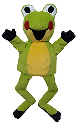 Handpuppe Tierhandpuppen 37 cm Original Der Kleine Maulwurf, Grün Frosch, Tierfigur theatrepuppe Handspielpuppe für Kinder Jungen Mädchen Plüsh