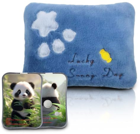 Bouillotte électrique avec doublure en peluche douce, coussin amovible et lavable, 500 W ; Chauffe-mains et pieds ; Idéal pour réduire les douleurs musculaires, dorsales et menstruelles