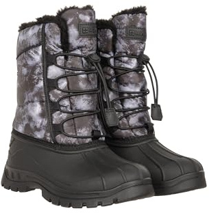 Mountain Warehouse Whistler Kids Unisex Snow Boots - IsoDry, Fleece Lining, Speed Lacing System, Deep lugs - Winter Skiing, Sports & Outdoors Monochrome (Printed) Junior Shoe Size 4