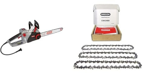 Oregon CS1500 - Tronçonneuse Électrique 230V avec Auto-Affûtage, Guide de 45 cm, Puissance 2400W & Lot de 3 Chaînes de Tronçonneuse pour Guide-Chaîne de 18 (45 cm), 62 Maillons d'Entraînement