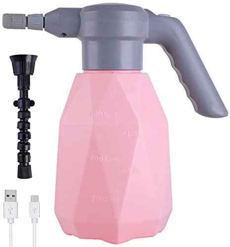DOUBFIVSY Arrosoir Électrique 2L, Pulvérisateur Électrique pour Plantes de Jardin, Arrosoir Automatique avec Bec Réglable pour Arrosage de Jardin Intérieur Extérieur (Rose)