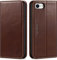 SHIELDON Case for iPhone SE 2022 4.7, Genuine Leather Wallet Magnetic Book Protection Cover with [Kickstand][Credit Card Holder] Folio Case Cover Compatible with iPhone SE3/SE2/8/7 - Retro Coffee