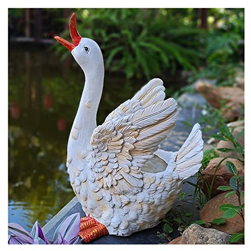 OWIEN Simulations-Entenfigur, Enten-Blumentopf in Tierform, Fliegende Entenfigur aus Kunstharz für Gartenteich-Dekoration (Color : Multi-Colored, Size : 12.2x9.4x17.7)