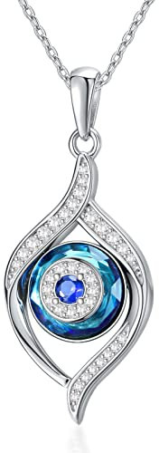 VONALA Evil Eye Halskette Sterling Silber Evil Eye Anhänger Halskette für Frauen Blaue Augen Halskette Glücksamulett Ojo Turco Schmuck Geschenk für Frauen Mädchen Tochter Mutter