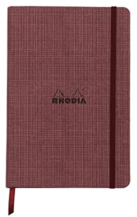 Rhodia 120033C - Rhodia ORANGE Botanique - Heft geleimt, mit festem Deckel aus Kunstleder, DIN A5 liniert, 96 Blatt, elfenbeinfarbiges Papier 90g, Amarant, 1 Stück