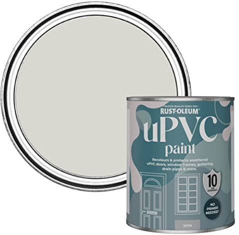 Rust-Oleum Grey uPVC Door and Window Paint In Satin Finish - Bare Birch 750ml