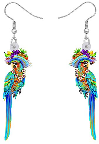 NEWEI Acryl Cute Ara Papagei Vogel Ohrringe Hängend für Damen Mädchen Tiere Schmuck Geschenke Charms (Himmelblau)