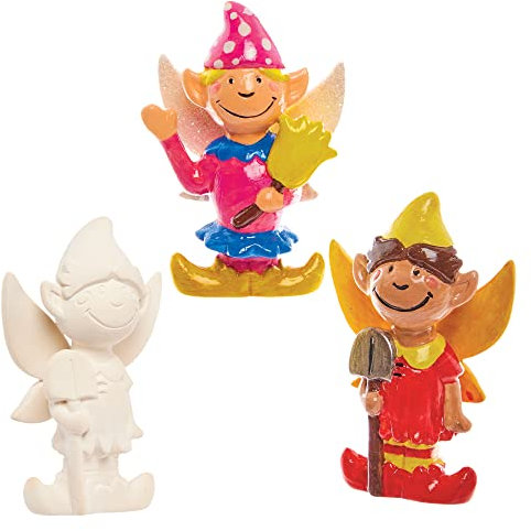 Baker Ross FX589 Gartenfeen aus Keramik - 4er-Packung - Keramikmodellbau für Kinder