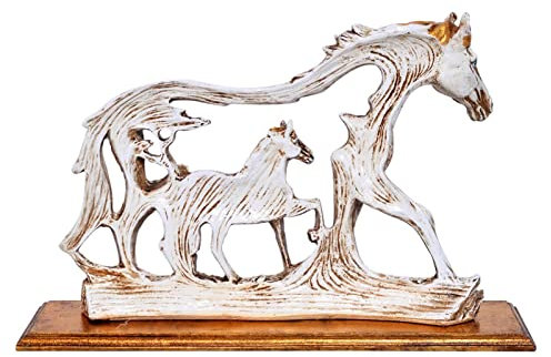 HAMAGI Stehende Statuen aus Kunstharz, Langlebige Pferdekunstfigur, Dekorative Pferdeskulptur, geeignet für Bücherregal, Schreibtisch, Vitrine oder Weinschrank