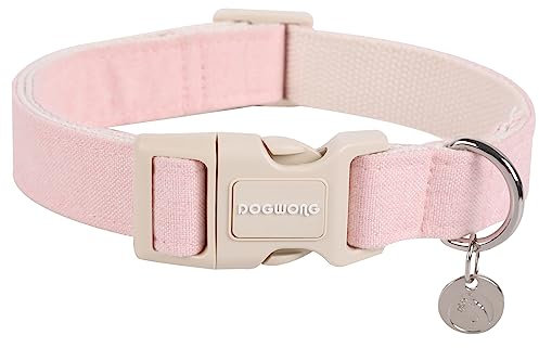 DOGWONG Hundehalsbänder Pink, Hanf Hundehalsbänder Pink hundehalsband, Natürliche Weich Langlebig Halsband Hund Bequeme verstellbares Hundehalsband für Grosse kleine mittelgroße Hunde