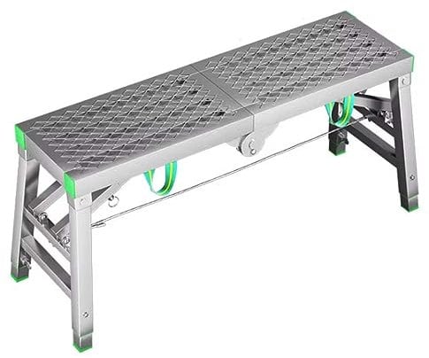 Arbeitsbühne klappbare, Arbeitsplattform, Tragkraft 400Kg – Tragbare, Gerüst Höhenverstellbar, Aluminium Tritthocker, Mehrzweckleiter,140cm