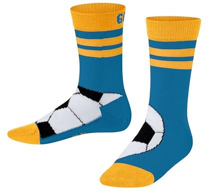 FALKE Unisex Kinder Socken Active Soccer K So Baumwolle Funktionsmaterial dünn atmungsaktiv gemustert 1 Paar, Blau Regatta 6160, 23-26