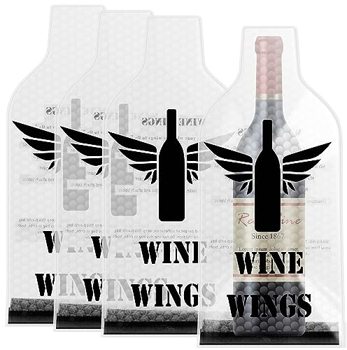 Sutowe 4Pcs Wine Bottle Protector, Reusable Double Layer Protection Wine Bottle Bags for Travel, Leak-Proof Wine Bottle Sleeves, Wine Bottle Protector for Travel Suitcase Luggage(wings pattern)