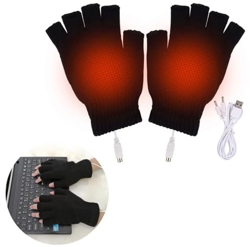 USB Beheizte Handschuhe, Heizung Stricken Handschuhe, Laptop-Handschuhe, Beheizte Handschuhe Über USB, Warme Handschuhe, Beheizte USB-Handschuhe für Angeln, Wandern, Radfahren, Skifahren, Schwarz