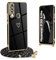 Funda con Cordón para Huawei P30 Lite, Amorcorazón Patrón Galvanoplastia Carcasa Antigolpes TPU Suave Silicona Funda con Cuerda para Huawei P30 Lite, Negro
