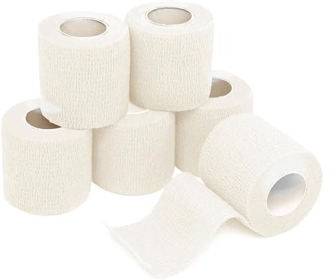 Wekuw 6 Rollen Selbstklebender Verband Elastische Binde Bandage Fixierbinde Haftbandage Selbstklebend Wasserfeste Fixierbinde Selbsthaftende Bandage für Erste Hilfe (Weiß)