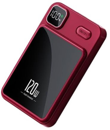 TRASKA PD Batterie externe magnétique sans fil 10 000 mAh 15 W pour batterie externe portable Mag-Safe, compatible avec iPhone 15, 14, 13, 12/13, 12 Mini/Pro/Max/15 Plus (20 000 mAh, rouge)