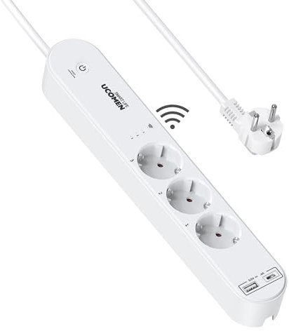UCOMEN WLAN Steckdosenleiste mit USB A+C 17W,Smart Steckdosenleiste,WLAN Mehrfachsteckdose kompatibel mit Alexa, Google Home, Smart Life App,1,5 m Kabellänge,16A/3680W
