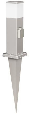 ledscom.de Pollerleuchte POLLY mit Erdspieß für außen, 35cm, chrom, Steckdose, inkl. G9 Leuchtmittel, 501lm, warmweiß