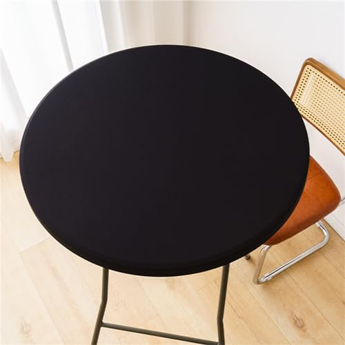 Highdi Mantel Redondo con Bordes Elástica, Mantel Mesa Redonda Ajustable Protector de Mesas Redondas Manteles Antimanchas para Picnic Comedor Cocina (110cm,25#Negro)