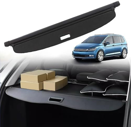 Auto Einziehbarer Laderaumabdeckung Kofferraum für V.W T.o.u.r.a.n 2016-2020, Schwarz Schutz Der Privatsphäre Abdeckung Hutablage Cargo Cover, Ausziehbar Kofferraumabdeckung Rollo