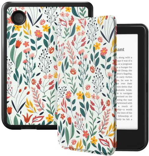 TiMOVO Coque pour Kobo Clara Colour/Clara BW/Clara 2E 6 Pouces 2022, Étui de Protection Ultra-Mince et Légere en TPU Souple avec Réveil/Sommeil Auto pour Kobo Clara Colour, Fleur
