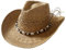KDAMGOQE Sombrero de Vaquero de Paja Protección Solar Brima Ancha de vajilla de Paja