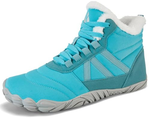 Mishansha Stivaletti Donna Invernali Stivali da Neve Uomo Stivaletti Invernali Scarponcini con pelo Caldo Barefoot Stivali Neve Blu Cielo EU Gr.38