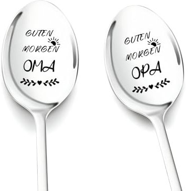 Oma und Opa Geschenk, 2 Stück Kaffeelöffel mit Gravur für Beste Großeltern zum Geburtstag Jahrestag Ostern, Personalisiert Geburtstagsgeschenk Jahrestagsgeschenk für Oma und Opa von Enkel