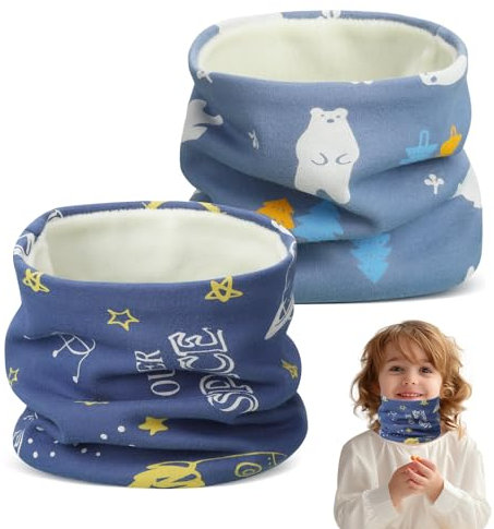 CIYIN Braga Cuello Niño, 2 Piezas Bufandas para Niño, Braga Cuello Invierno, Bufanda Tubular Niño, Bufanda Algodón, Resistente al viento y cálido, para Niños y Niñas