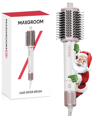 MAXGROOM Rundbürstenföhn Föhnbürste, Warmluftbürste für Kurze Lange Haare,Rundbürste Zum Föhnen,Rundbürste Elektrisch HeißLuftbürste Thermobürste,200 Millionen Negative Lonen