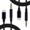 Powice 2X Aux auf USB C, Aux Kabel USB C 1m, USB C Aux Kompatibel mit iPhone 16 Pro/16/15 Pro/15, Aux USB C Adapter Geeignet für Geräte mit USBC Schnittstelle Schwarz